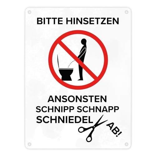 Bitte hinsetzen, ansonsten… Toilette Metallschild in 15x20 cm mit Icon witziges Blechschild für die Toilette Hinsetzen sonst Schniedel ab Kloschild Dekoschild WC von speecheese