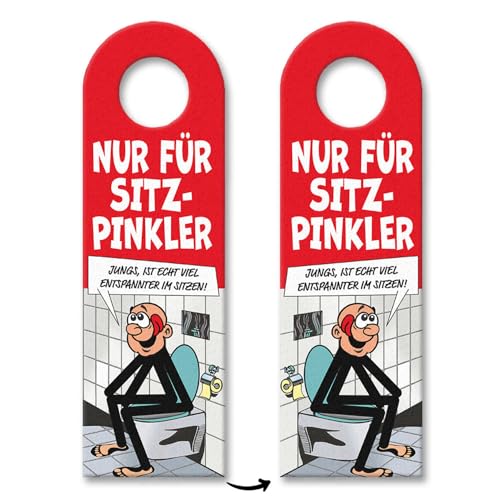 Bitte im Sitzen pinkeln Türhänger 3er Set im Comic-Stil in rot das perfekte Geschenk um den Männern im Haus zu zeigen das sie sich beim Wasserlassen gefälligst zu setzen haben von speecheese