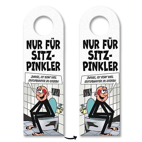 Bitte im Sitzen pinkeln Türhänger im Comic-Stil in weiß schwarz das perfekte Geschenk um den Männern im Haus zu zeigen das sie sich beim Wasserlassen gefälligst zu setzen haben von speecheese