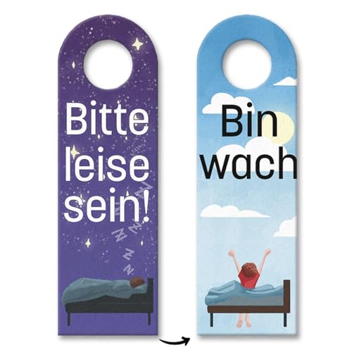 Bitte leise sein oder Bin wach Türhänger 3er Set mit Bett unter freiem Himmel Türanhänger für erholsamen Schlaf um allen zu zeigen das man seine wohl verdiente Nachtruhe ohne von speecheese