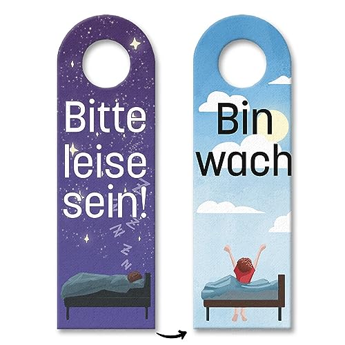 Bitte leise sein oder Bin wach Türhänger mit Bett unter freiem Himmel Türanhänger für erholsamen Schlaf um allen zu zeigen das man seine wohl verdiente Nachtruhe ohne Störung von speecheese