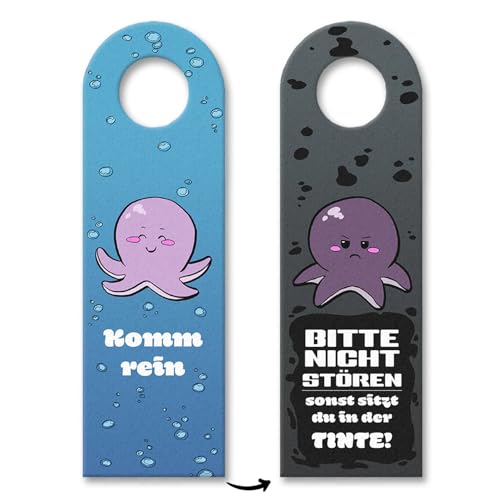 Bitte nicht stören - komm rein Türhänger 3er Set mit Tintenfisch Motiv lustiger Spruch Kinderzimmer Badezimmer Dekoration Oktopus Krake Tintenfisch von speecheese