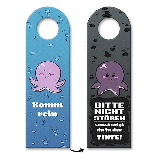 Bitte nicht stören - komm rein Türhänger mit Tintenfisch Motiv lustiger Spruch Kinderzimmer Badezimmer Dekoration Oktopus Krake Tintenfisch von speecheese