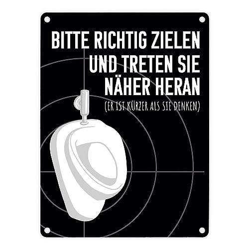 Bitte richtig zielen… Toilette Urinal Metallschild in 15x20 cm mit Fadenkreuz witziges Blechschild für die Toilette bitte richtig zielen nicht mehr daneben pinkeln mit Spruch von speecheese