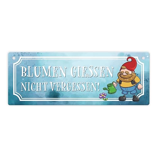 Blumen gießen nicht vergessen Metallschild L in 10,5x28cm mit lustigem Gartenzwerg Blumen gießen nicht vergessen Metallschild L in 10,5x28cm mit lustigem Gartenzwerg von speecheese