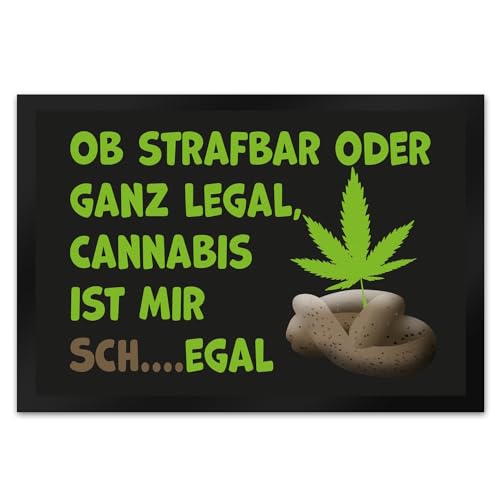 Cannabis-Blatt Fußmatte XL in 40x60 cm mit Spruch Legal oder Nicht Cannabis egal Cannabis-Blatt Design Marihuana Scheisse Strafbar Scheissegal Legalisierung von speecheese
