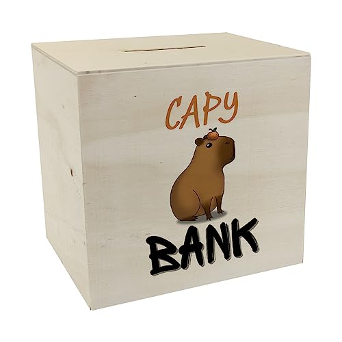 Capy Bank Spardose aus Holz mit witzigem Capybara zum Sparen auf den Traum eines eigenen Capybaras Wasserschwein Sparbüchse Geld Sparschwein von speecheese