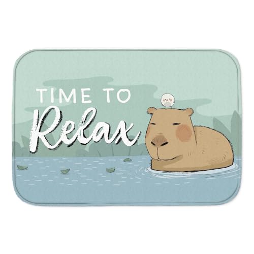 Capybara Badematte mit Spruch Time to Relax Fauler Capybara Charme Witzig Entspannend Ideal für Geburt Geburtstag Verschönert jeden Waschraum von speecheese