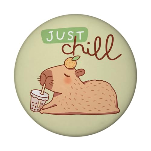 Capybara mit Bubble Tea Magnet rund mit Flaschenöffner rund mit Spruch Just Chill Relax Happy Capybara Kawaii Küchen-Deko für Kühlschrank Capybara mit Bubble Tea Magnet rund mit Flaschenöffner rund mit Spruch Just Chill Relax Happy Capybara Kawaii Küchen-Deko für Kühlschrank von speecheese
