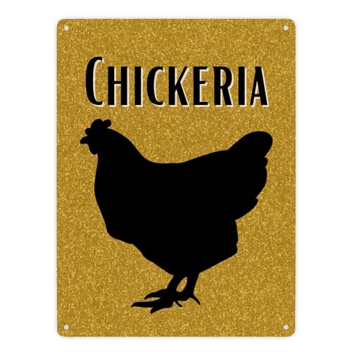 Chickeria Huhn Metallschild XXL in 28x38 cm ein funkelndes Schild für den Hühnerstall Metallschild XXL in 28x38 cm Bauern Landwirt Blechschild Dekoration Hühnergehege Zubehör von speecheese