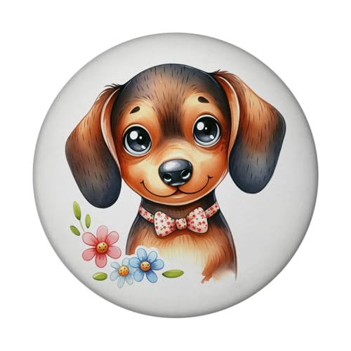 Dackel mit Schleife Magnet mit Flaschenöffner rund Süßer magnetischer Magnet-Dackel freundliches Hundegesicht liebenswertes Tier mit niedlicher Schleife Dackelmagnet Dackel mit Schleife Magnet mit Flaschenöffner rund Süßer magnetischer Magnet-Dackel freundliches Hundegesicht liebenswertes Tier mit niedlicher Schleife Dackelmagnet von speecheese