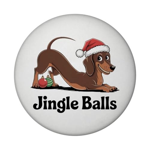 Dackel mit Weihnachtsmütze - Jingle Balls Magnet mit Flaschenöffner Runder Magnet mit Flaschenöffner mit lustiger Illustration eines Dackels im Weihnachtsthema mit Dackel mit Weihnachtsmütze - Jingle Balls Magnet mit Flaschenöffner Runder Magnet mit Flaschenöffner mit lustiger Illustration eines Dackels im Weihnachtsthema mit von speecheese