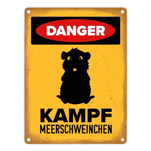 speecheese Meerschweinchen Warnschild 15x20 cm Aluminium Metallschild mit Meerschweinchen Silhouette und lustiger Warnung für Meerschweinchenhalter von speecheese