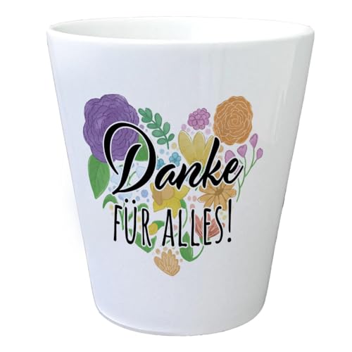 Danke für Alles Blumentopf mit Herz aus Blumen EIN bunter Pflanztopf für den Balkon Blumenherz Frauen Abschiedsgeschenk Danksagung Übertopf Dankeschön Mutter Garten Kinder von speecheese