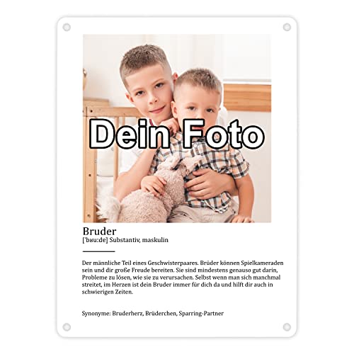 Definition Bruder Lexikon Metallschild - personalisiert mit deinem Bild - zum Geburtstag für Bro um Liebe zu zeigen Familie Worterklärung Geschwister Wörterbuch Wunschbild Wohnzimmer Zwilling von speecheese