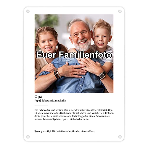 Definition Opa Lexikon Metallschild - personalisiert mit deinem Bild - für Großvater Opi zum Geburtstag oder Weihnachten Familienfoto um Liebe zu zeigen Wörterbuch Familienbild Dekoschild Enkelkind von speecheese