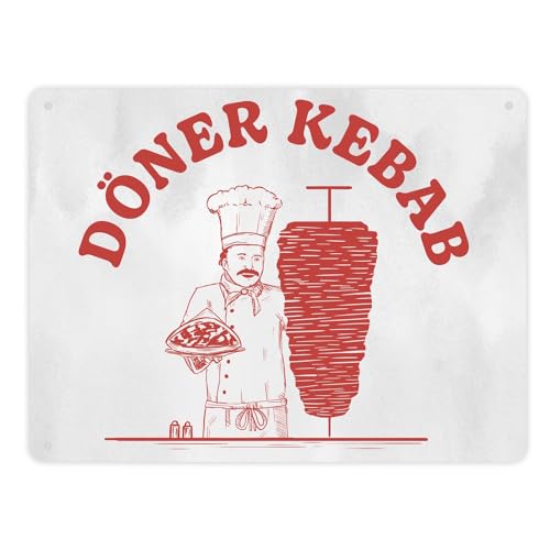 Döner Kebab lustiges Metallschild XL in 21x28 cm mit Dönermotiv in rot Blechschild lustiges Geschenk für Dönerfans Schild für Dönerrestaurant von speecheese