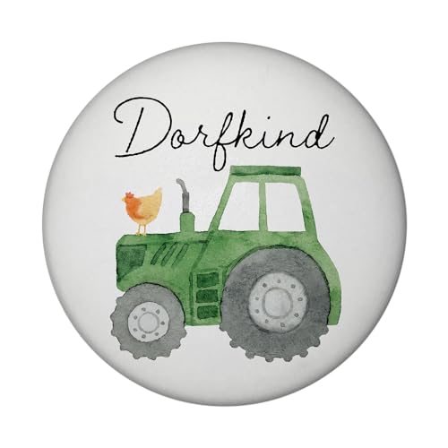 Dorfkind grüner Traktor Magnet rund rund Lustiger Bauernkind-Magnet für echte Landwirte Traktor-Liebhaber Hühner-Fans kernige Männer Bauer Schlepper Trecker von speecheese