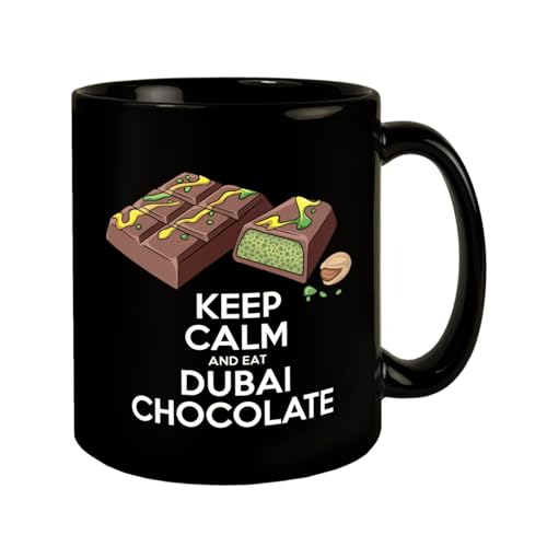 Dubai Schokolade - Keep Calm and eat Dubai chocolate Tasse KaffeeTasse mit Dubai-Schokolade Illustration Schokoladentafel Pistazie Merchandise Trend von speecheese