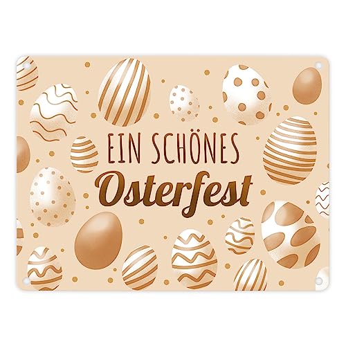 Ein schönes Osterfest Metallschild in 15x20 cm mit Ostereiern als Dekorationen zur Osterzeit und die Festtage um deine Wohnung für den Osterhasen zu Ostern zu dekorieren von speecheese