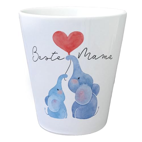 Elefant Mutter und Kind Blumentopf mit Spruch Beste Mama Muttertagsgeschenk mit Herz - Liebevoll Familien-Erinnerung Tier-Motiv von speecheese