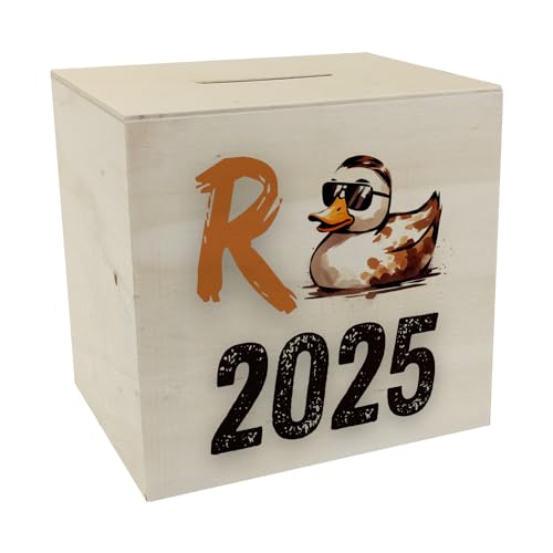 Ente mit Sonnenbrille Spardose aus Holz mit Spruch Rente 2025 Renteneintritt Rentner Ruhestand Entenkörper und Entenschnabel Ente mit Sonnenbrille Spardose aus Holz mit Spruch Rente 2025 Renteneintritt Rentner Ruhestand Entenkörper und Entenschnabel von speecheese