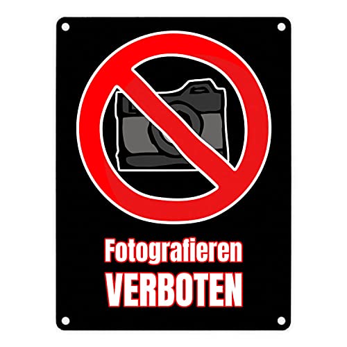 Fotografieren verboten Verbotsschild im Comic-Stil in Schwarz keine Fotos Hinweisschild Fotografier Verbot Warnschild Metallschild in 15x20 cm für alle die keine Fotos wünschen von speecheese