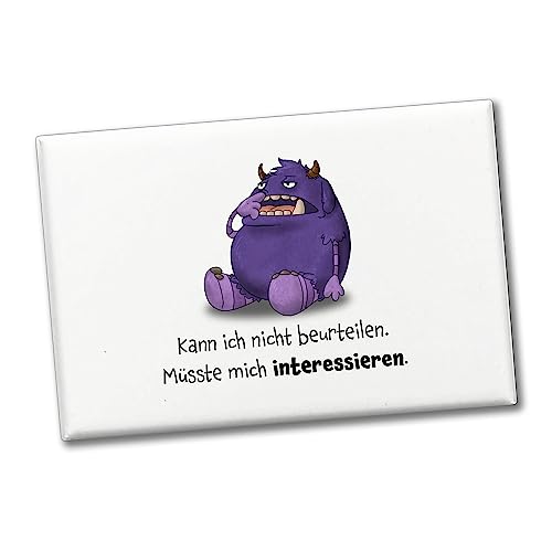 Freches Monster in lila Souvenir Souvenir Magnet mit lustigem Spruch Kann ich Nicht beurteilen. Müsste Mich interessieren. Hingucker am Kühlschrank für Kinder, Freunde und Kollegen von speecheese