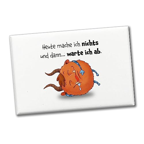 Freches Monster in orange Souvenir Souvenir Magnet mit lustigem Spruch Heute Mache ich Nichts und dann…warte ich ab. Hingucker am Kühlschrank für Kinder, Freunde und Kollegen von speecheese