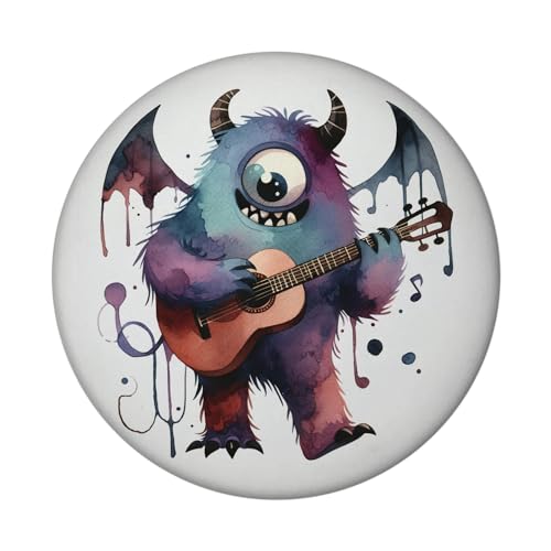 Freches Monster mit Gitarre Magnet mit Flaschenöffner rund Kreatur spielt Musikinstrument Musiker Rock Band Spielen Freches Monster mit Gitarre Magnet mit Flaschenöffner rund Kreatur spielt Musikinstrument Musiker Rock Band Spielen von speecheese