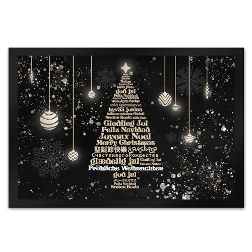 Fröhliche Weihnachten in verschiedenen Sprachen Fußmatte XL in 40x60 cm als lustiges Geschenk für weltoffene Menschen die Allen Besuchern EIN frohes Weihnachtsfest wünschen wollen von speecheese