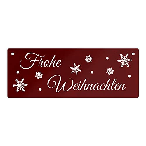 Frohe Weihnachten Metallschild XL Dank der 2 vorgebohrten Löcher lässt sich das Metallschild einfach montieren. mit Weihnachten Motiv von speecheese