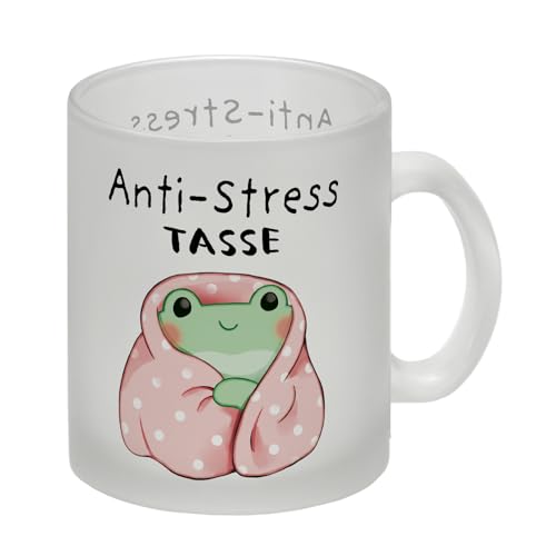 Frosch in rosa Decke mit Spruch Anti-Stress Tasse Kawaii Süß Plüsch Frosch Relax Entspannung Anti-Stress Kaffee von speecheese