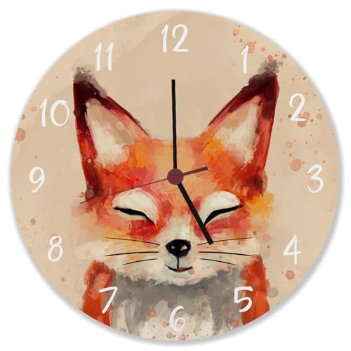 Fuchs in Wasserfarbenoptik Wanduhr schöne Uhr für das Kinderzimmer mit niedlichem Fuchs als Deko für das Kinderzimmer von Kleinkindern Fuchs in Wasserfarbenoptik Wanduhr schöne Uhr für das Kinderzimmer mit niedlichem Fuchs als Deko für das Kinderzimmer von Kleinkindern von speecheese