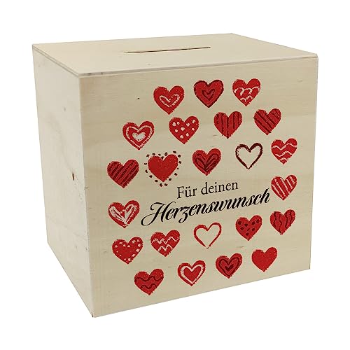 Für deinen Herzenswunsch Spardose aus Holz mit dekorativen Herzchen als hübsche Geschenkidee für die Freundin zum Geburtstag oder Valentinstag um Sich seinen großen Wunsch zu von speecheese