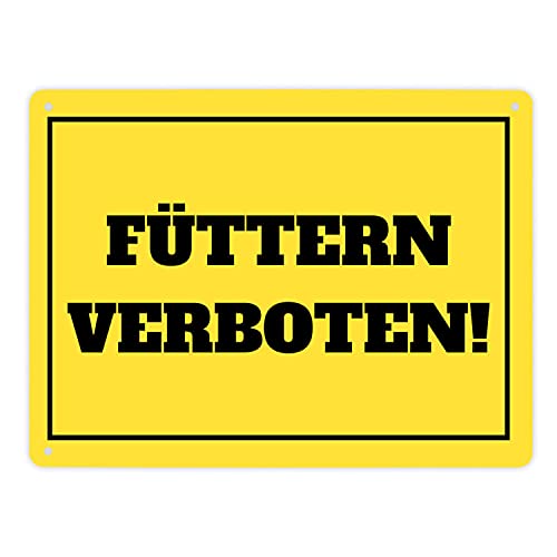 Füttern verboten Koppel-Metallschild XL in 21x28 cm in gelb und schwarz Füttern Warnschild Verboten Schild Koppel Aluminiumschild Achtung Warnung Pferde Nutztiere Krankheit von speecheese