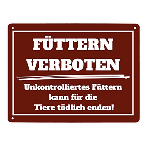 Füttern verboten mit Erklärung Koppel-Metallschild XL in 21x28 cm in rot und weiß Füttern Warnschild Verboten Schild Koppel Aluminiumschild Futter Verbot Fütterung Pferdefutter von speecheese