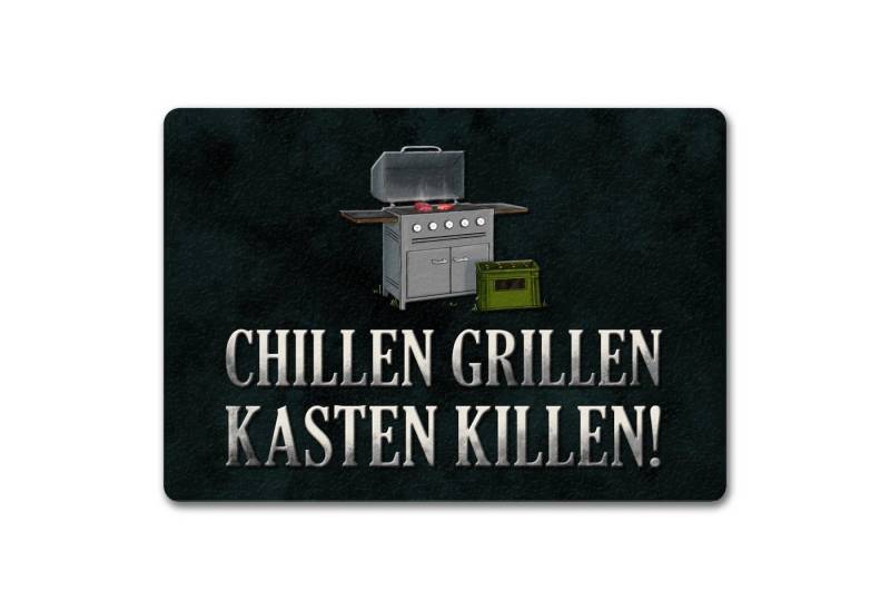 speecheese Fußmatte Chillen grillen Kasten killen Fußmatte randlos mit Grill Motiv von speecheese