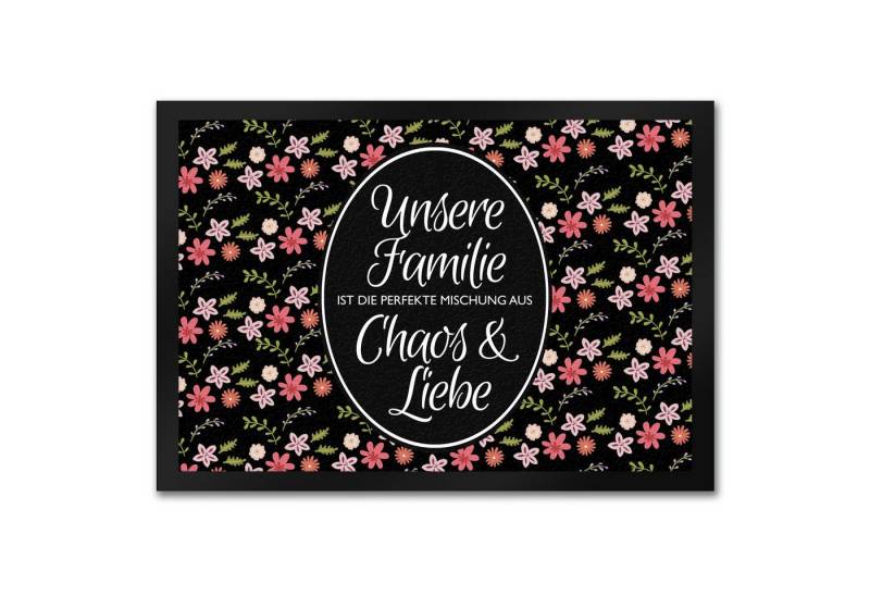 speecheese Fußmatte Unsere Familie Chaos & Liebe Fußmatte mit Blumen Motiv von speecheese