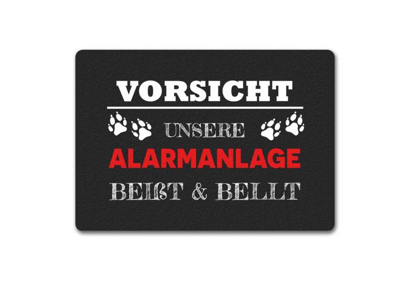 speecheese Fußmatte Vorsicht unsere Alarmanlage beißt & bellt Fußmatte in 35x50 cm ohne von speecheese