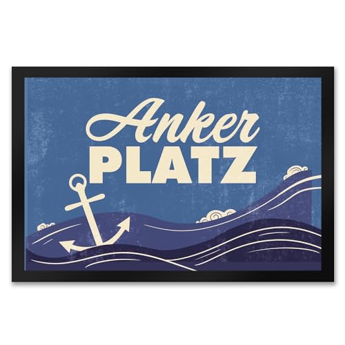 Fußmatte XXL in 50x75 cm mit Meer Motiv und Anker - Ankerplatz mit Wellen an der Nordsee EIN Geschenk für Familien die ihre Heimat lieben und am Meer wohnen Also echte von speecheese