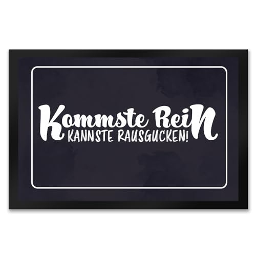 Fußmatte XXL in 50x75 cm mit lustigem Spruch - Kommste rein Kannste rausgucken als lustiges Geschenk für Freunde und Familie freche Begrüßung vor der Haustüre in schlichtem Design von speecheese