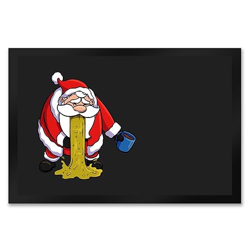 Fußmatte XXL in 50x75 cm mit lustigem Weihnachtsmotiv - kotzender Weihnachtsmann für Menschen die Weihnachten den Weihnachtsmann und Glühwein über Alles lieben und gerne mal einen von speecheese