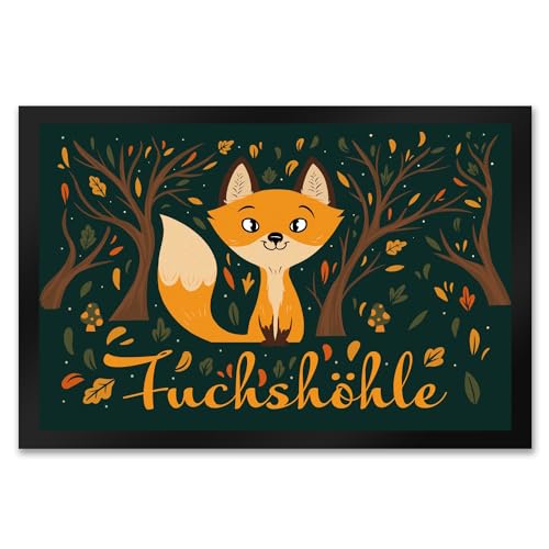 Fußmatte XXL in 50x75 cm mit niedlichem Fuchs im Wald und Herbst Motiven - Fuchshöhle als Geschenk im Comic Design für Kinder oder Erwachsene die Ihr Zimmer lieben wie eine von speecheese