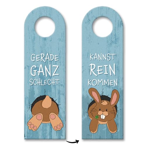 Gerade ganz schlecht - Kannst reinkommen Türhänger 3er Set mit süßem Häschen als lustige Geschenkidee zu Ostern fürs Homeoffice oder um einfach anzuzeigen wenn man gerade keine von speecheese