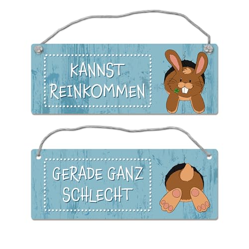 Gerade ganz schlecht - Kannst reinkommen Wendeschild mit süßem Häschen als lustige Geschenkidee zu Ostern fürs Homeoffice oder um einfach anzuzeigen wenn man gerade keine Zeit hat von speecheese