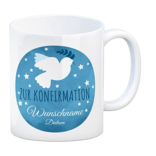 Geschenk Tasse zur Konfirmation Kommunion Taufe und Firmung - personalisiert mit deinem Namen - um eine Teetasse an Kinder zu verschenken und die Verbundenheit zu Gott mit einem Präsent zu feiern von speecheese
