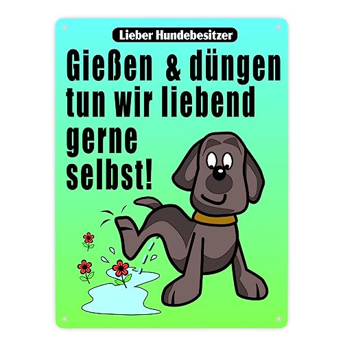 Gießen und düngen - Kein Hundeklo Schild in bunt als lustiges Geschenk für Gartenbesitzer die gegen Hundehinterlassenschaften auf dem Grundstück vorgehen wollen von speecheese