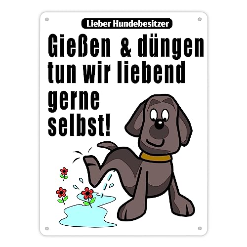 Gießen und düngen - Kein Hundeklo Schild in weiß als lustiges Geschenk für Gartenbesitzer die gegen Hundehinterlassenschaften auf dem Grundstück vorgehen wollen von speecheese
