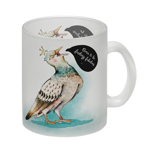 Glas Tasse mit Tauben Motiv und witzigem Spruch für eine Diva eine lustige Tasse als Geschenkidee für die eitle Freundin oder Bekannte die meint etwas Besseres zu sein eingebildet von speecheese